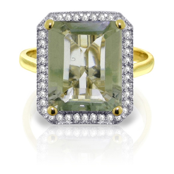 Galaxy Gold Products Jewelry - GOLD RING WITH NATURAL DIAMONDS & GREEN AMETHYST